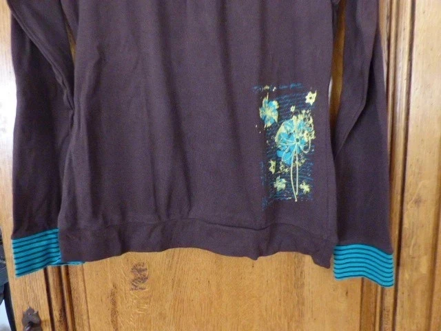 brown and turquoise long-sleeved t-shirt, new, size 40 – photo 2